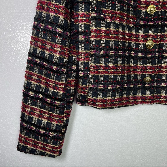 House of Harlow 1960 tweed multicolored gold tone button blazer jacket size M - Picture 2 of 7